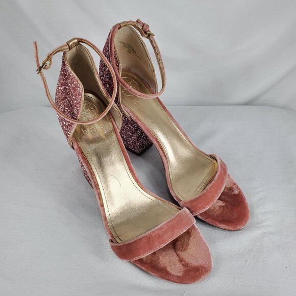 Guess Women's Pink Ankle Strap Sandals BamBam Glitter Open Toe Size 8M - Picture 5 of 11